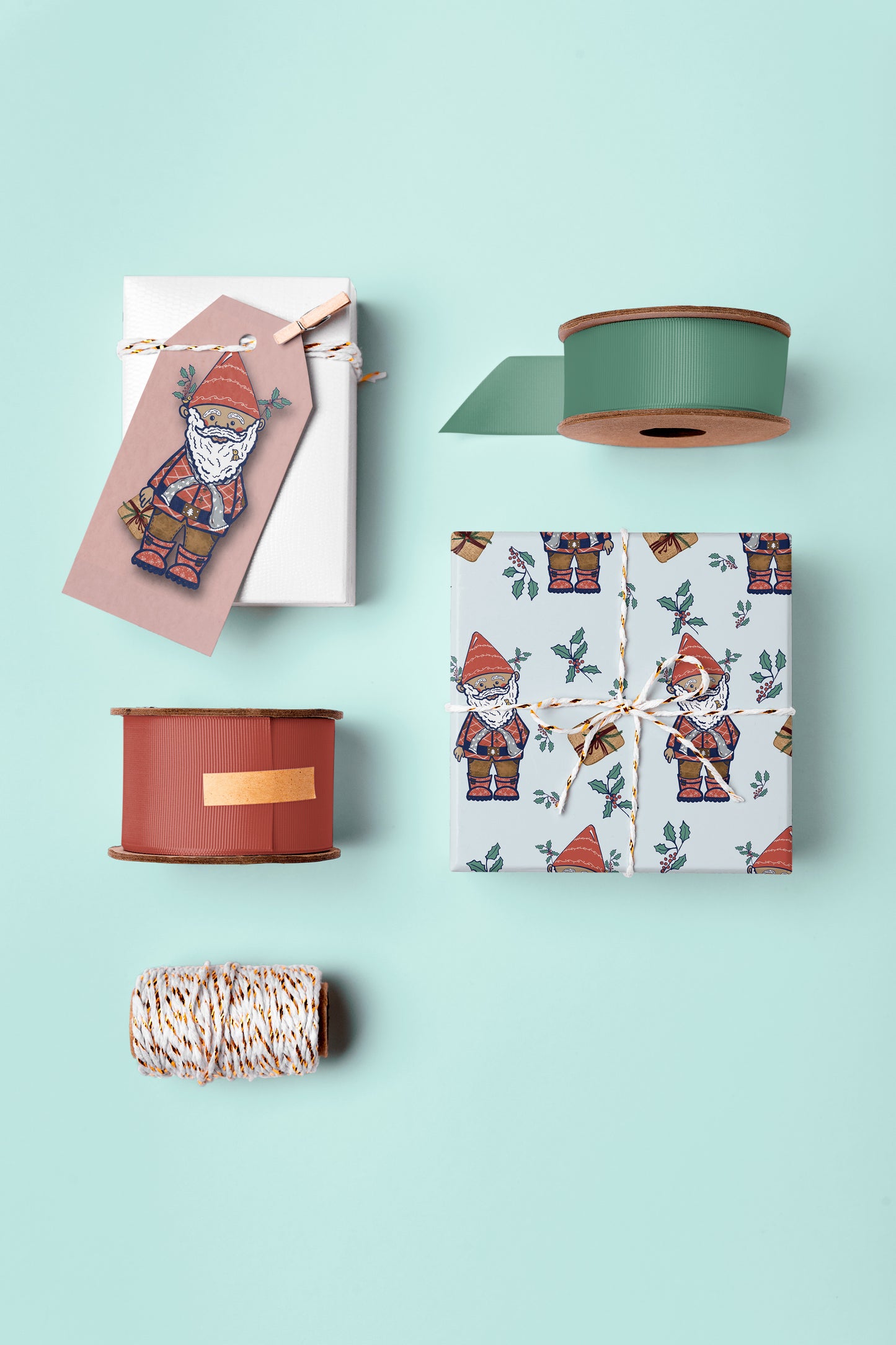 Holiday Gnome - Gift Tags - set of 5