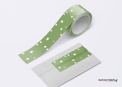 Green with White Stars Washi Tape