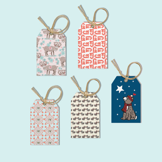 Holiday Gift Tags - set of 5 - Multipack designs
