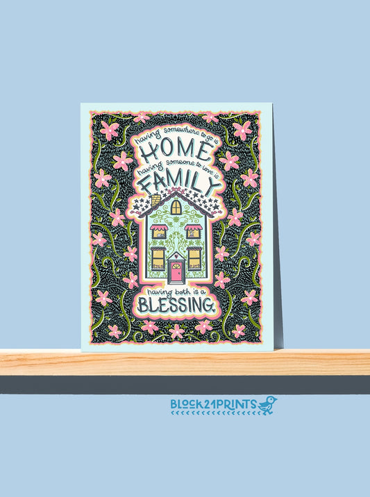 Home, Family, Blessing - Blank Greeting Card