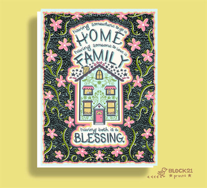 Home, Family, Blessing - Blank Greeting Card