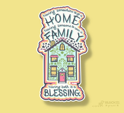 Home Family Blessing Vinyl Sticker Weather Proof Decal