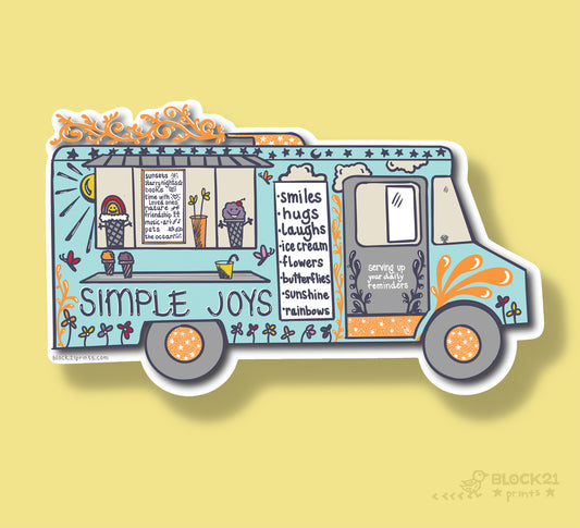 Simple Joys Ice Cream Truck Die-Cut Vinyl Sticker Weather Proof Decal