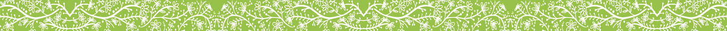 Lime Green White Vines 1 inch Washi Tape