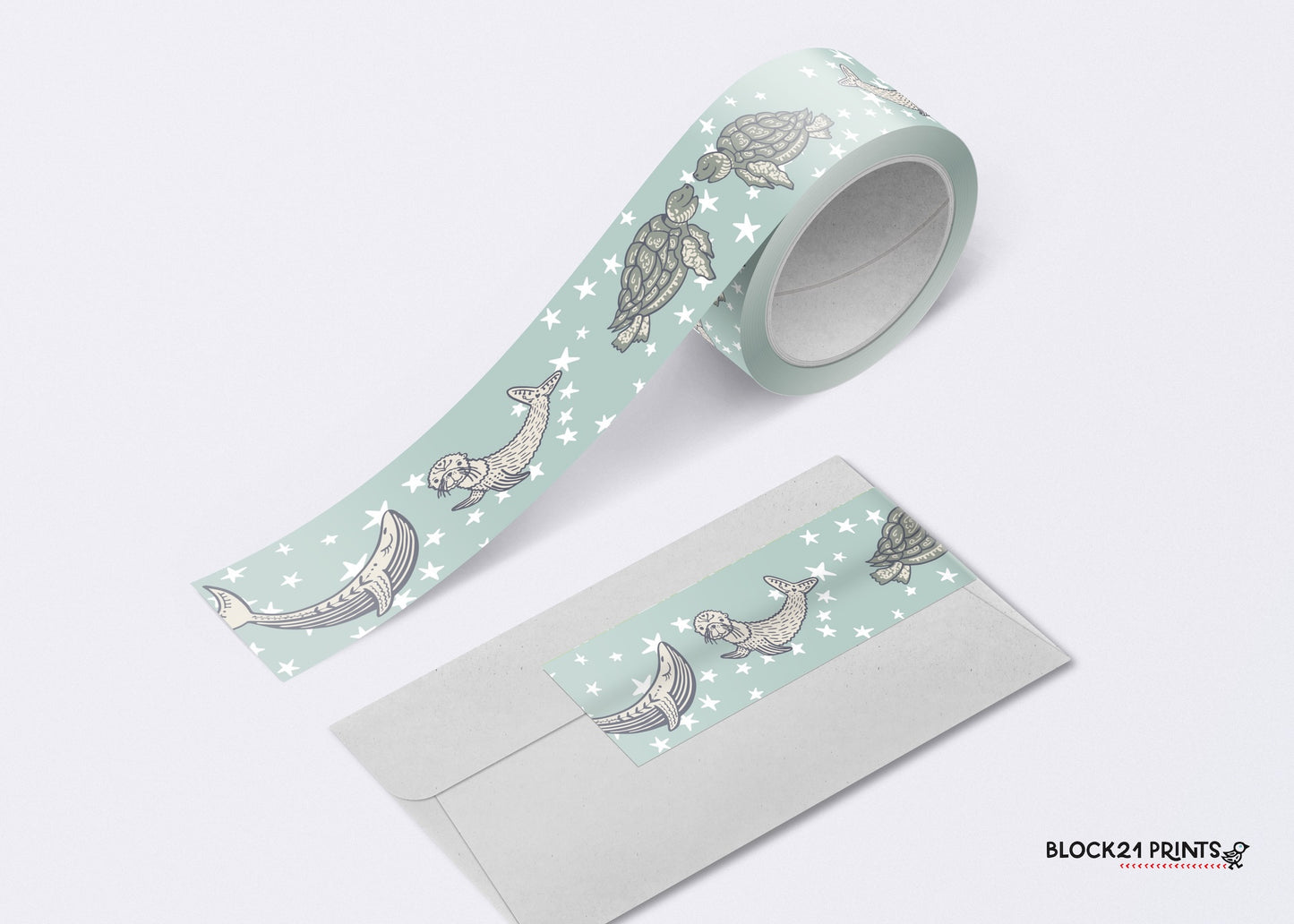 Whale Turtle Seal Ocean 1 inch Washi Tape