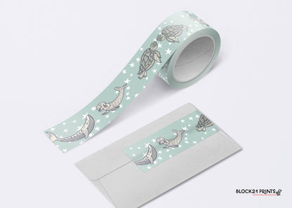 Whale Turtle Seal Ocean 1 inch Washi Tape