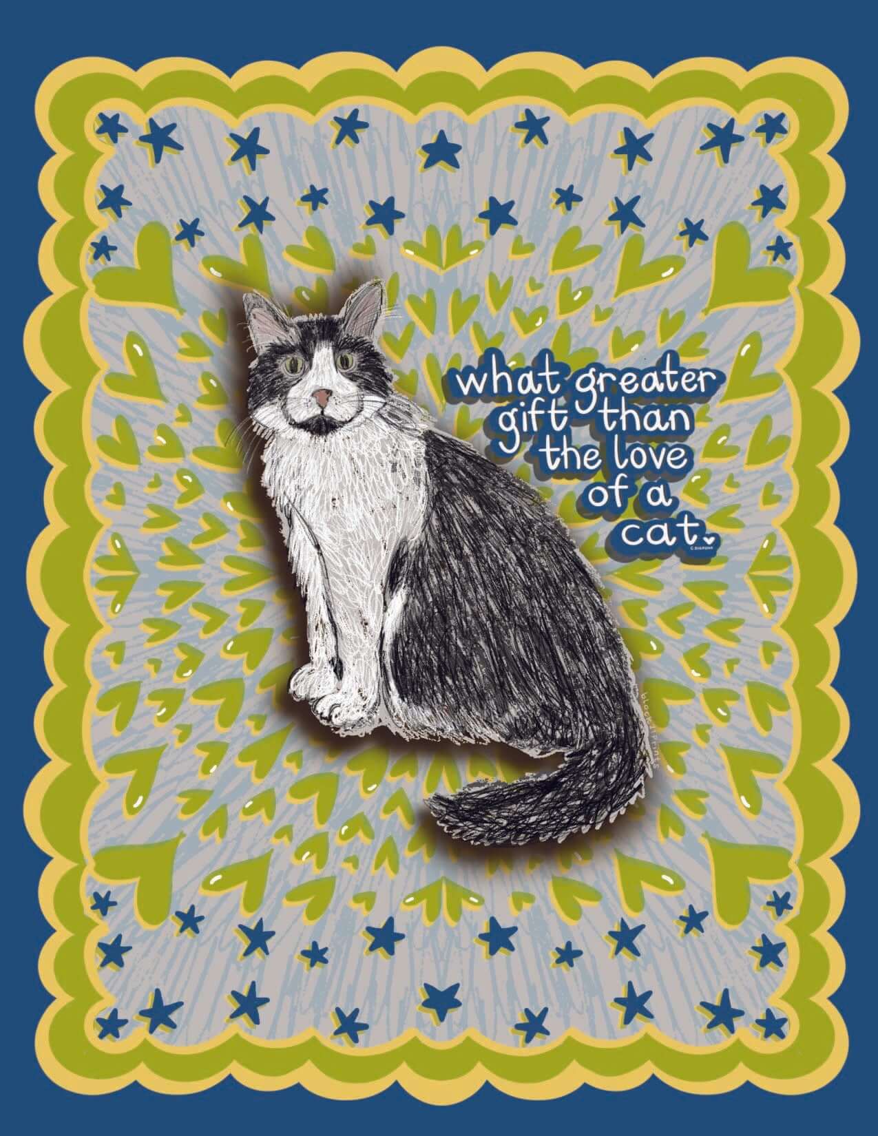 Cat Love Quote Greeting Card – What Greater Gift Than the Love of a Cat