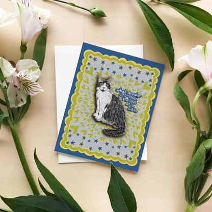 Cat Love Quote Greeting Card – What Greater Gift Than the Love of a Cat