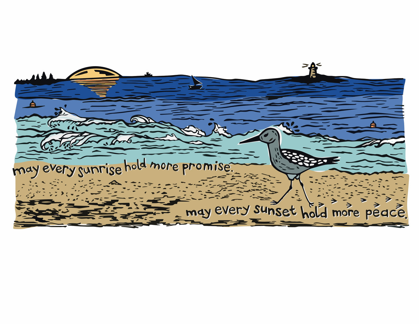 Beach Sunrise Sunset Mantra Blank Greeting Card A2