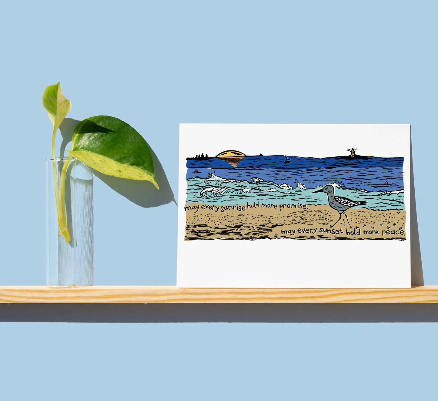 Beach Sunrise Sunset Mantra Blank Greeting Card A2