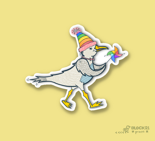 Seagull Party Sticker - Rainbow - Birthday - Celebration