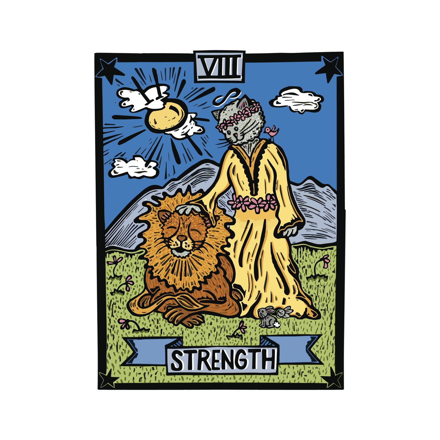 Strength Tarot Blank Greeting Card 4" X 6"