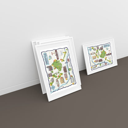 Unionville Connecticut - Illustrated Map - Limited Edition - Signed Fine Art Print - 11" X 14"