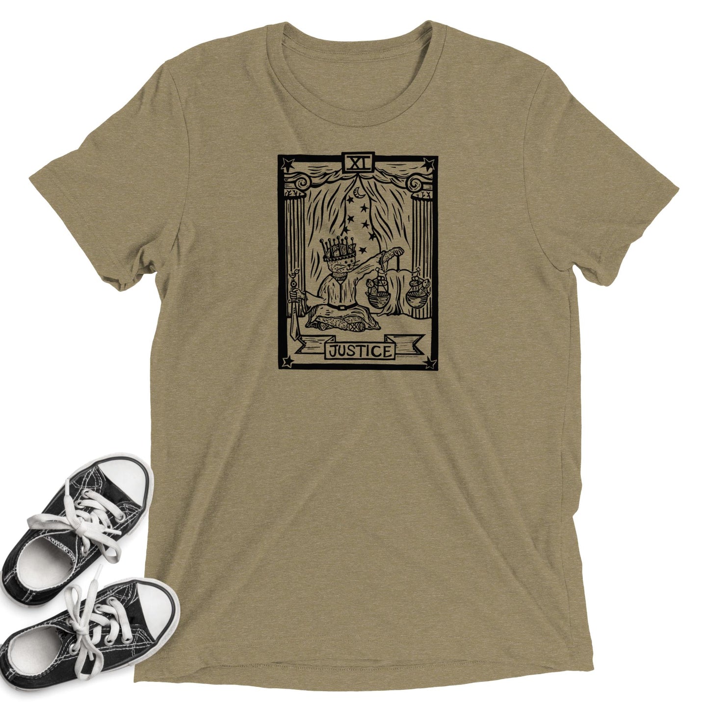 Justice Tarot Cat Short Sleeve Tee - FREE SHIPPING