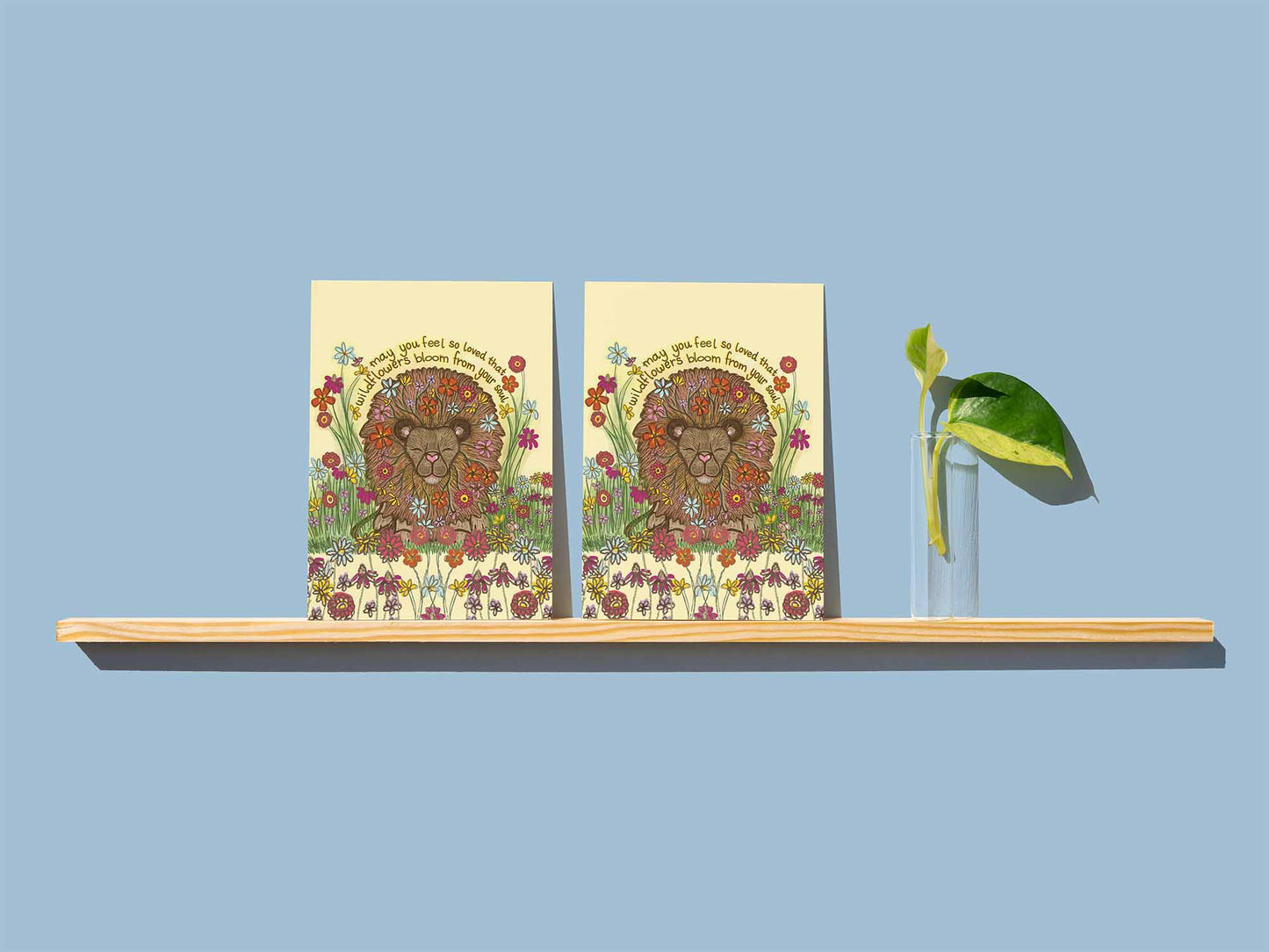 Wildflower Lion - Encouragement - Blank Greeting Card