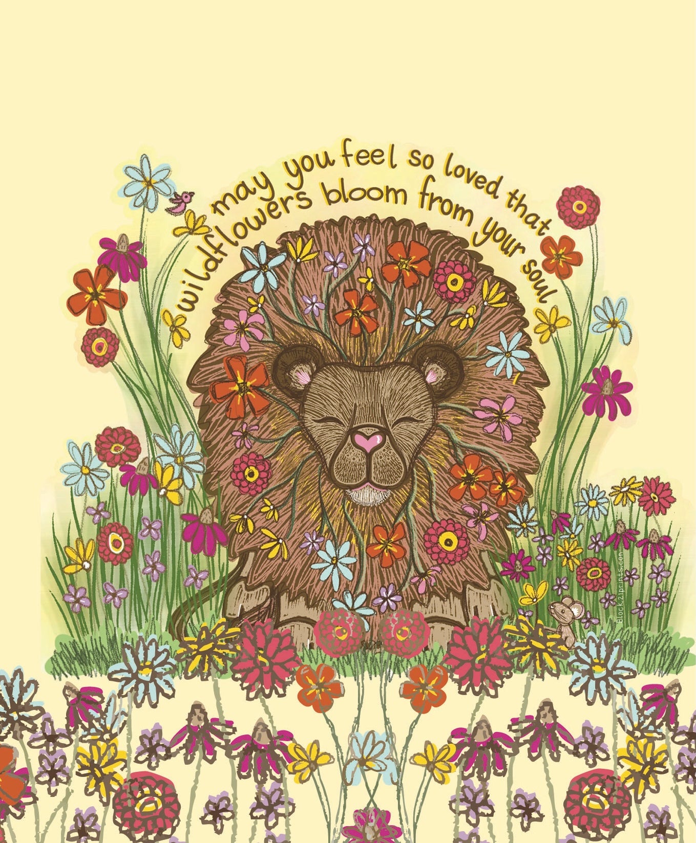 Wildflower Lion - Encouragement - Blank Greeting Card