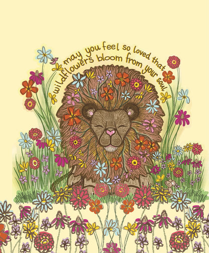 Wildflower Lion - Encouragement - Blank Greeting Card