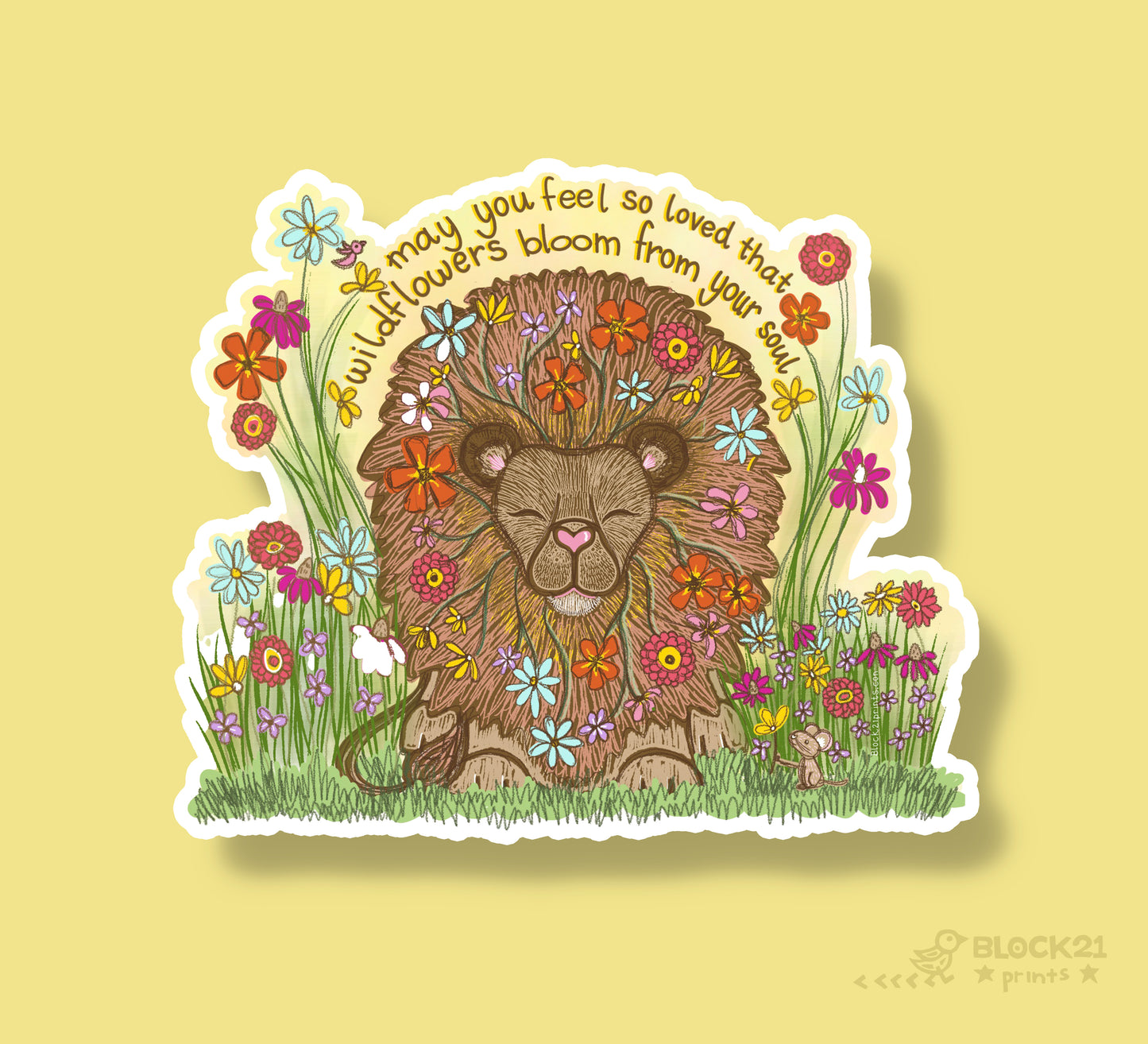 Wildflower Lion - Encouragement - Blank Greeting Card